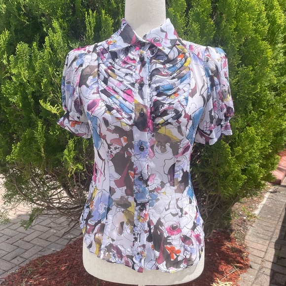 Dian Von Furstenberg Short Sleeve Silk Top - Picture 3 of 9